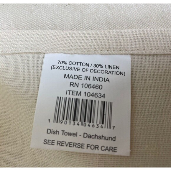 Primitives by Kathy Love My Dachshund Embroidered Dog Cotton Linen Towel New - Picture 6 of 6